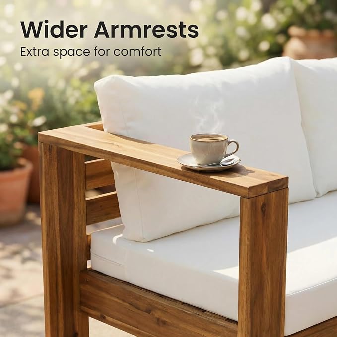 Patio Furniture Set of 4, Outdoor Sectional Furniture with Coffee Table, All-Weather Patio Conversation Set for Backyard, Garden and Poolside (Series C)