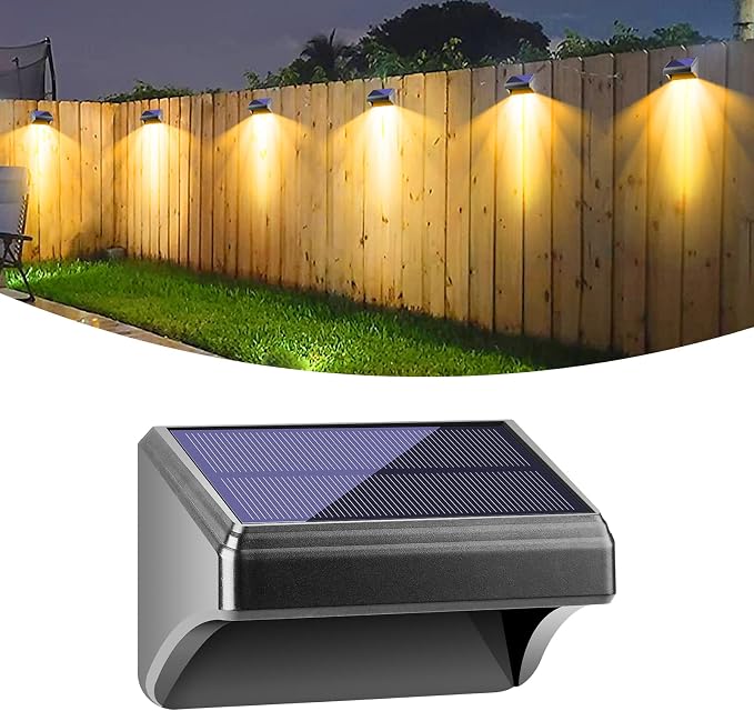 Bridika Solar Fence Lights, Fence Lights Solar Powered Outdoor Waterproof Warm White & Color Glow LED Solar Lights for Backyard, Patio, Deck Railing, Stair Handrail, Pool and Wall (1 Pack)