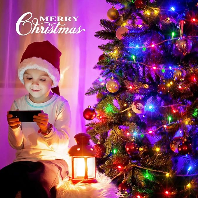 JMEXSUSS 163ft 500 LED Multicolor Christmas Lights Outdoor Waterproof | Clear Wire Colorful String Lights, 8 Modes Christmas Tree Lights Plug in for Patio Wedding Party Yard Xmas Tree Decor