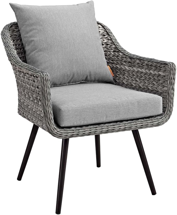Modway EEI-3179-GRY-GRY-SET Endeavor 3 Piece Outdoor Patio Wicker Rattan Sectional Sofa Set, Gray