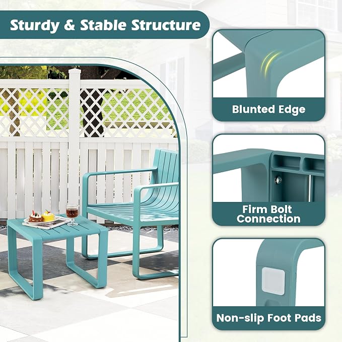 Tangkula Outdoor Side Table Set of 2, 18” Weather Resistant Adirondack Table, Patio End Table, Small Coffee Bistro Table, Indoor & Outdoor Chair Side Table for Porch, Deck, Garden, Yard (Blue)