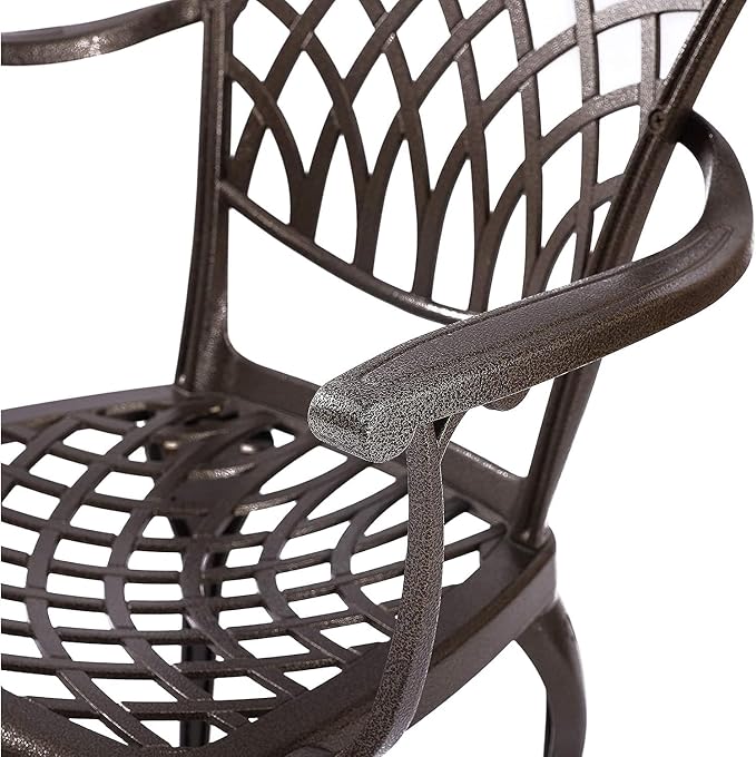 2-Piece Outdoor Dining Chairs,Super Stable Cast Aluminum Chairs with Armrest,2-Pack Patio Armchairs for Garden, Backyard,All-Weather Resistant Outdoor Dining Furniture, Brown