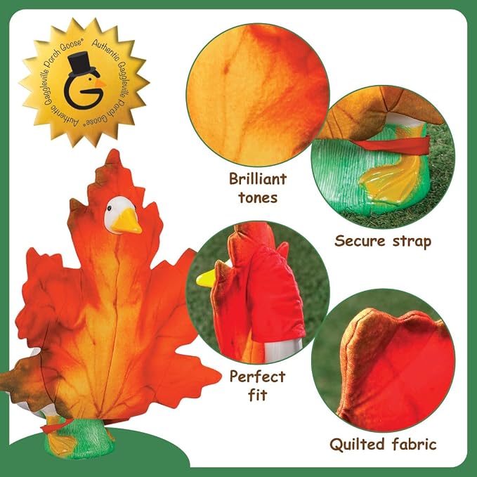 Gaggleville Fall Leaf Goose Outfit, Fits Large 23" H Statue, by Fox | Valley Traders