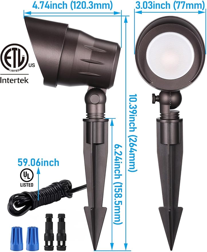 LEONLITE 6-Pack 5W 12-24V Low Voltage LED Spotlight 3000K Oil Rubbed Bronze | Landscape Pathway Lights Outdoor, CRI90, Aluminum Spot Lights for Garden, ETL Listed, IP65 Waterproof, Warm White