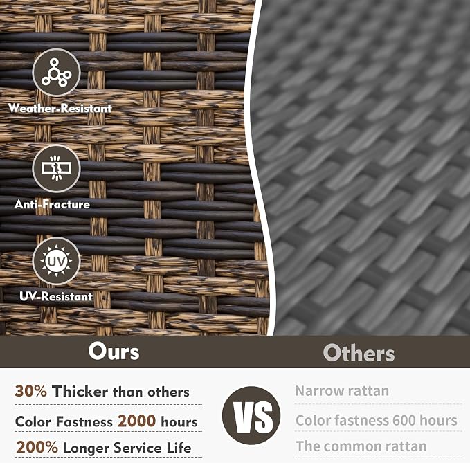 MEISSALIVVE Outdoor Patio Furniture Set with Swivel Chair, 8 Pieces Patio Conversation Set, Patio Sectional Furniture Set with 2 Three-seat Sofa, 2 Ottomans and Coffee Table (Red)