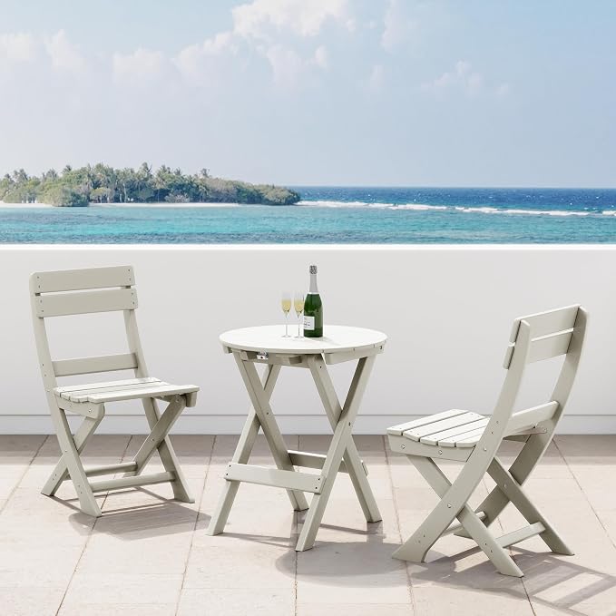 Costaelm Outdoor Bistro Table, Patio Round Portable Folding Bar Height Table Tall Balcony Pub Small High Top for Front Porch Deck, Backyard, Garden, Sand