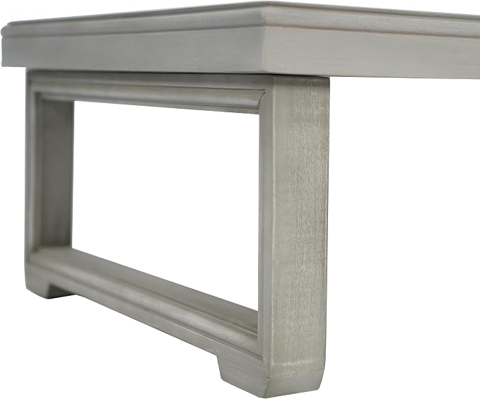 Christopher Knight Home Westchester Rectangular Outdoor Coffee Table, Slat Panel Side Table, Acacia Wood Side Desk for Backyard Balcony Garden, Weather Resistant Patio Tea Table, Light Grey
