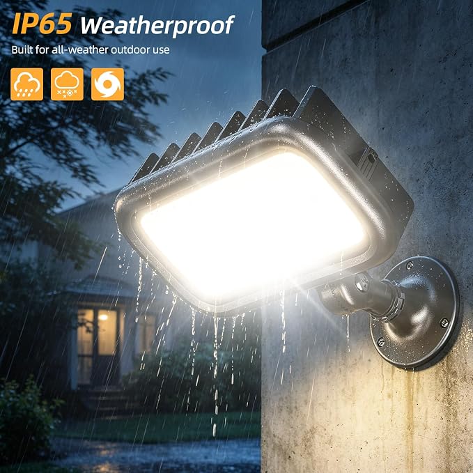 30W LED Outdoor Security Flood Lights,AC 120-277 Input | 100lm/W Efficacy,Super Bright LED Chips,7V×7H Beam Spread,180°Adjustable Knuckle Mount,IP65 Waterproof,4000K Color Temperatur