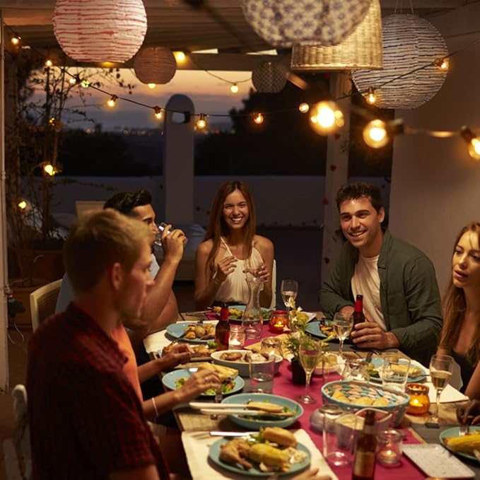 Zuske Outdoor String Lights, 100FT Patio Lights with 53 Shatterproof G40 Globe Bulb(3 Spare), Waterproof Connectable Dimmable LED Hanging Lights for Outside Backyard Porch Balcony Gazebo (2x50FT)