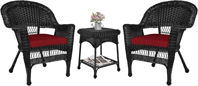 Outdoor Black Wicker End Table