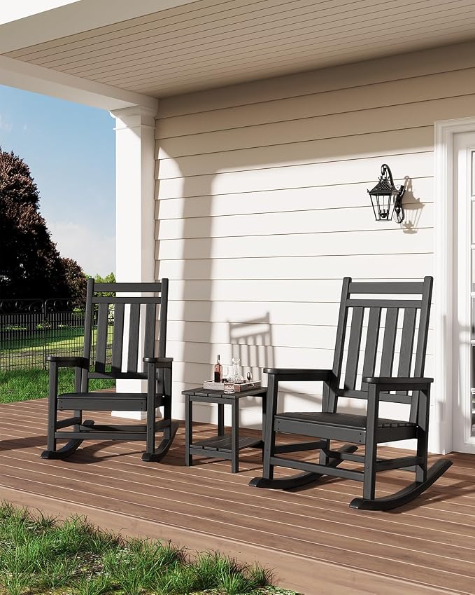 Takywep Adirondack Outdoor Side Table 18 x 15 in, HDPE 2-Tier Patio Side Table, All-Weather End Table for Patio, Pool Deck, Indoor & Backyard, Gray