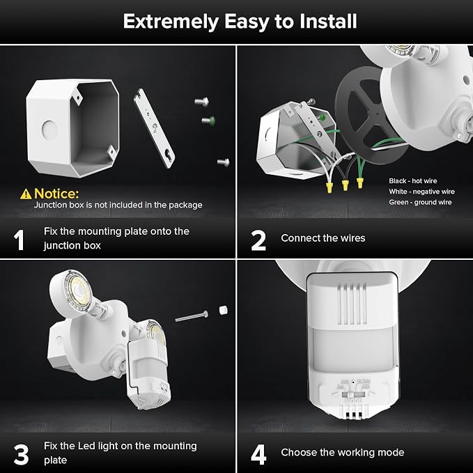 SANSI Upgraded 25W 3000LM Motion Sensor Outdoor Lights, Security Light | 5000K Dusk to Dawn Flood Lights Outdoor, 320 Wide Angle, 4 Modes, IP65, Super Bright Wired Not Solar, Garage Yard Patio