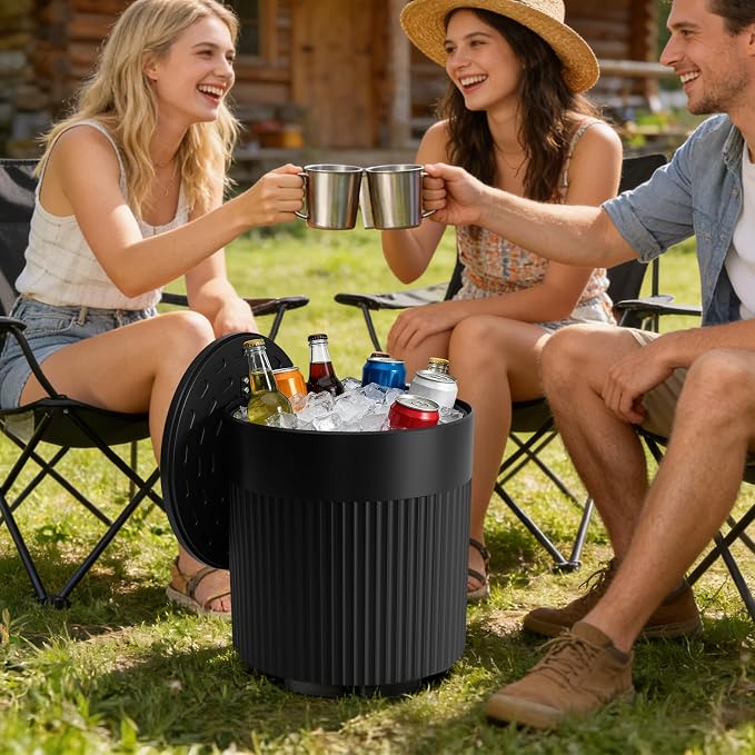 FONTOI Outdoor Cooler Side Table 2 Pack, 2 in 1 Ice Chest Side Table,as Cooler Side Table,Cooler Table for Patio, Parties Picnics, Beach