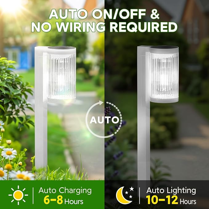 Solar Pathway Lights Outdoor, 6 Pack Upgraded Outdoor Solar Lights for Outside Super Bright Up to 12Hrs, IP65 Waterproof Solar Garden Lights for Yard Walkway Path Driveway Sidewalk