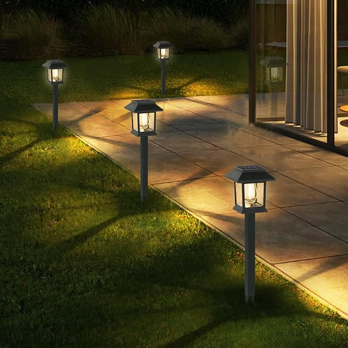 Greluna Solar Lights Outdoor, 6 Pack Waterproof Auto On/Off Solar Pathway Lights for Garden, Landscape, Path, Yard, Patio, Driveway, Walkway Decor