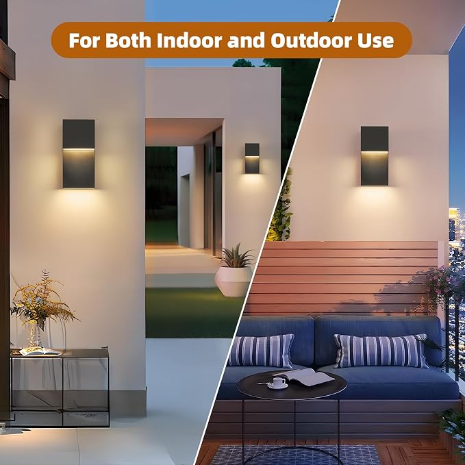 Modern LED Outdoor Wall Sconce 20W Exterior Lighting Fixtures, Black Outside Lights for House Integrated LED Outdoor Wall Mount Lights for Front Porch Garage, Warm White 3000K, 1 Pack
