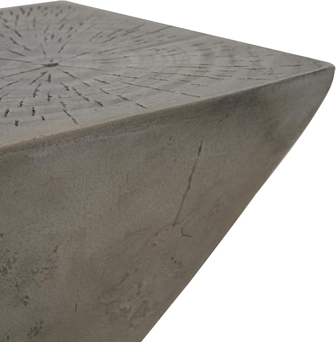 Lightweight Concrete Outdoor Side Table,Hourglass Shape End Table,Wood-Like Texture Modern Small Geometric Accent Tables for Patio Garden Balcony Porch, 12.25" H Light Gray