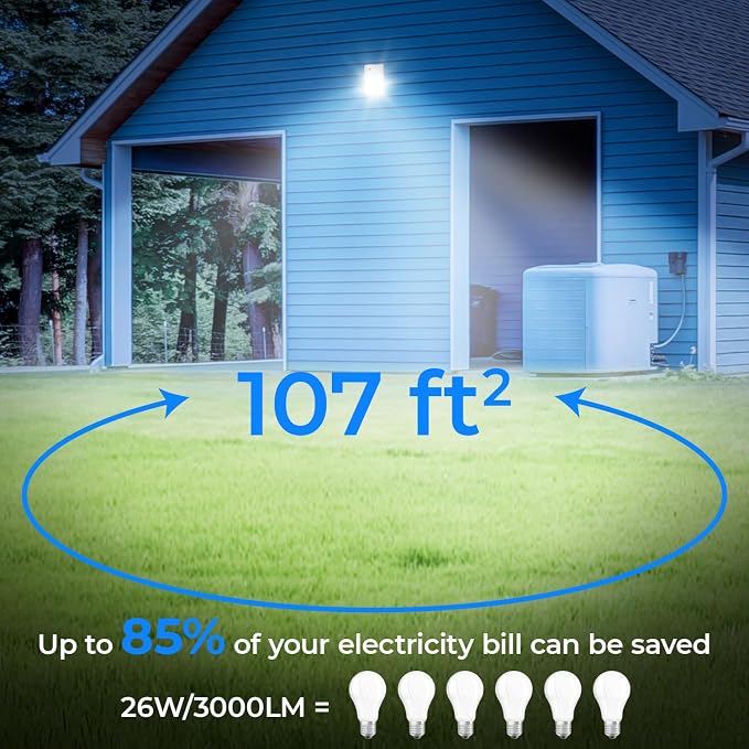 CINOTON 26W LED Wall Pack Light with Dusk to Dawn Sensor 5000k White 2 Pack | 100-277Vac, 3000LM Wall Light, IP65 Waterproof, Outdoor Security Flood Lighting, Hardwired Lights for Garage Warehouse Garden
