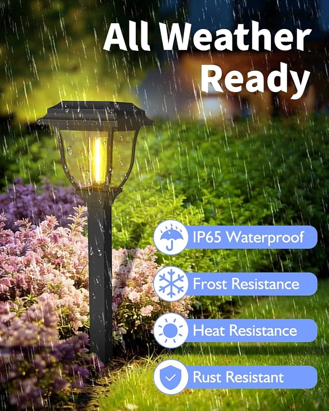 Solar Pathway Lights 12 Pack Mini Outdoor 3000K Bright Auto On/Off Solar Garden Lights Long Lasting Solar Powered Landscape Light for Path Yard Walkway Lawn Driveway Decor Lighting - Warm White