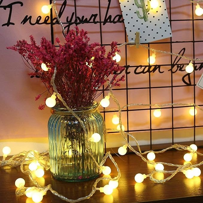 RaThun 65.6ft Globe String Lights with Remote for Indoor Bedroom Warm White | 150 LED Fairy Lights with Timer, 8 Modes, 16ft Extended Lead, Linkable for Bedroom,Dorm,Classroom,Christmas,Indoor Decor