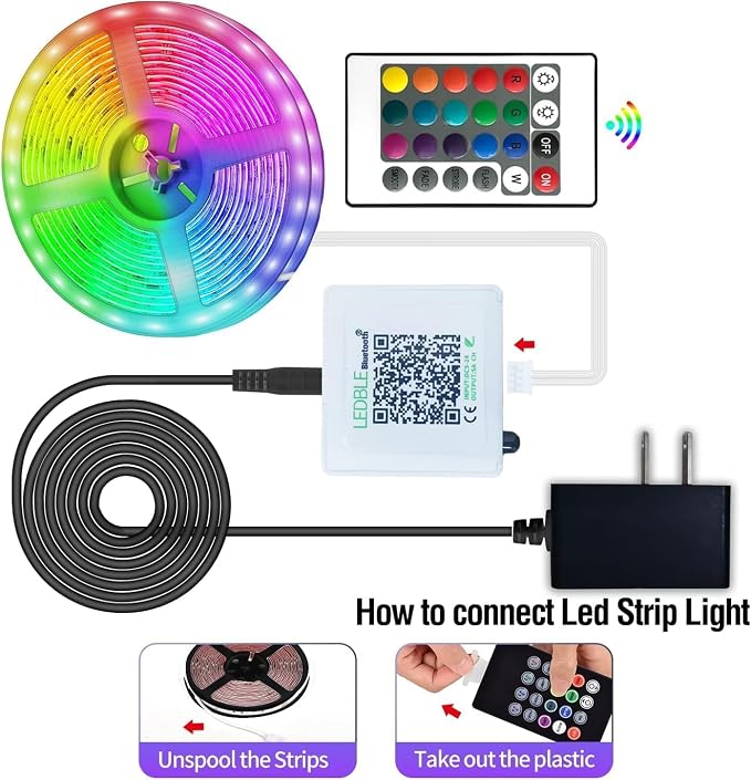 AILBTON 300ft Led Strip Lights(3 Rolls of 100ft led Lights) Ultra Long Led Light Strip with App Voice Control Remote,5050 RGB Music Sync Color Changing Led Lights for Bedroom,Party,Home Decoration
