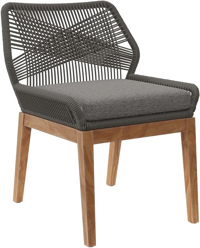 Modway Wellspring 5-Piece Outdoor Patio Dining Table Set in Gray Graphite