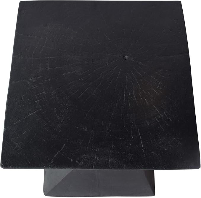 Merax Modern Concrete Side Table with Hourglass Design - Hand-Painted Wood Finish Accenttable for Indoor/Outdoor, Black
