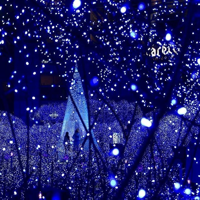 Toodour Solar Christmas Lights Outdoor, 2 Packs Total 144ft 400 LED Solar String Lights with 8 Mode, Outdoor Christmas String Light for Garden, Patio, Fence, Balcony, Xmas Tree Decor - Blue