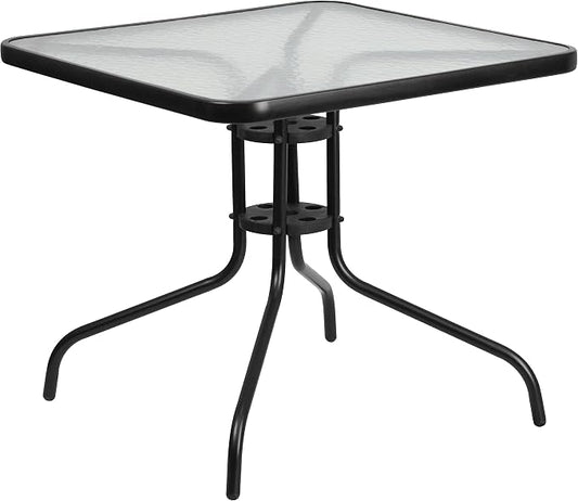Flash Furniture Barker 31.5" Square Indoor/Outdoor Tempered Glass Metal Frame Side Table