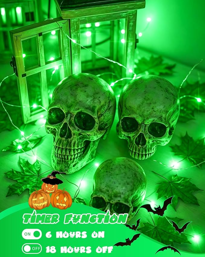 4 Pack 60 LED Fairy Lights Battery Operated with Timer, String Lights Green | 20 FT, Cuttable Copper Wire, Waterproof Battery Lights for Indoor Outdoor, Bedroom, Home DIY, Christmas Halloween Decorations