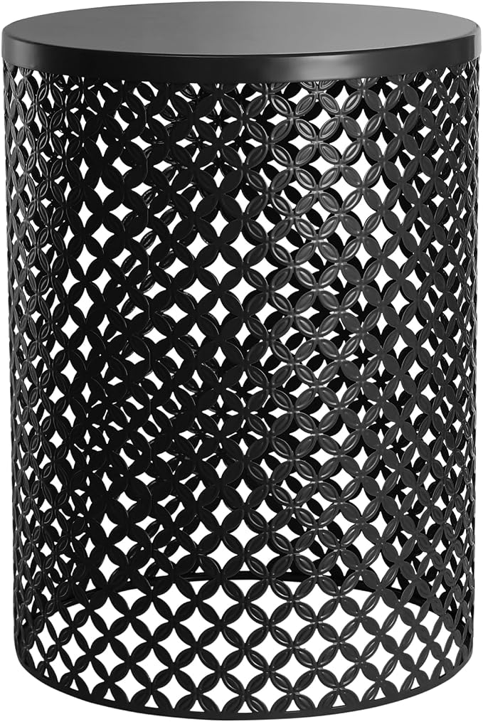 Nesting Tables Set of 3, Outdoor Side Table, Metal Frame Accent Table for Gardens, Balconies, bedrooms, Living Rooms, Kitchens, cafes, Black