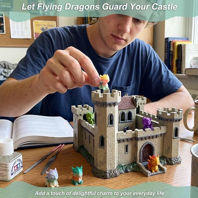 3D Printed Mini Flying Dragons 100 Pack, Color-Shifting Gradient Miniature Dragon Figurines to Hide, Tiny Animals Small Little Dragons for Fairy Garden, Micro Landscape & DIY Décor