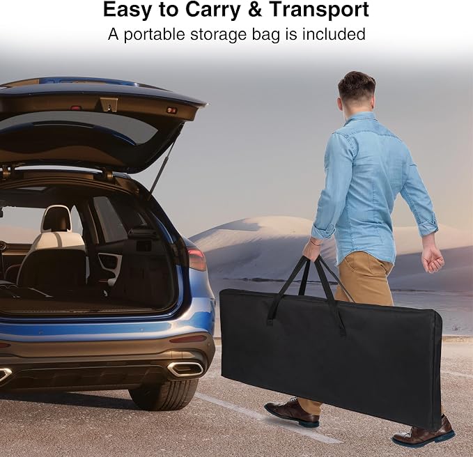 REDCAMP Portable Bar Table, Pop Up Folding Mobile Bar Bartender Table with Carry Bag for Events, Party, Camping, Tradeshow, Exhibition, Easy Setup, Black, 82"x33"x15"