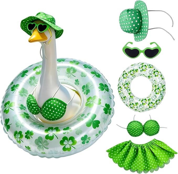 Porch Goose Summer Outfit,Hsummer Porch Goose Outfit,Porch Goose Bikini,Summer Garden Lawn Patio Yard Outdoor Decor (Green)