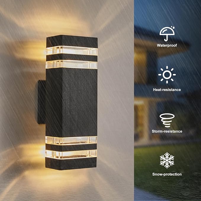 LMP LED Outdoor Wall Light, Aluminum IP65 Waterproof Porch Lights | Up and Down,3000K 5W G10 Bulbs Included,ETL Certified, Outside Wall Exterior Lighting Fixtures for House, Front Door, Garage