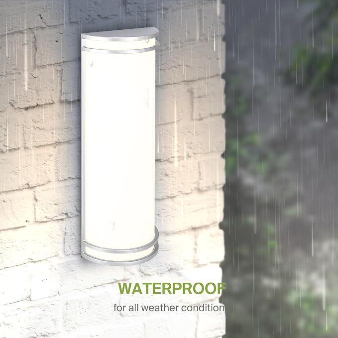 ASD 18 Inch LED Outdoor Sconce Lights - 20W 120-277V 3000K 4000K 5000K Nickel Exterior Lighting Fixtures, Dimmable Exterior Lights for House, Modern Patio Wall Light Fixture ETL