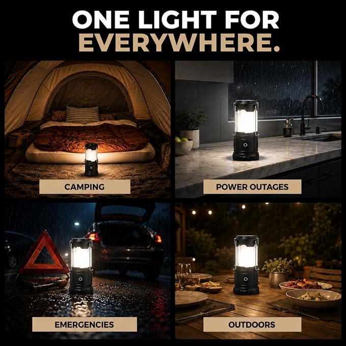 MalloMe LED Camping Lantern, Battery Powered Lanterns for Power Outages, Portable Hanging Collapsible Camping Lights for Outdoor, Home, Emergency, Hurricane Lamp Survival Outage Light 1000 lumens