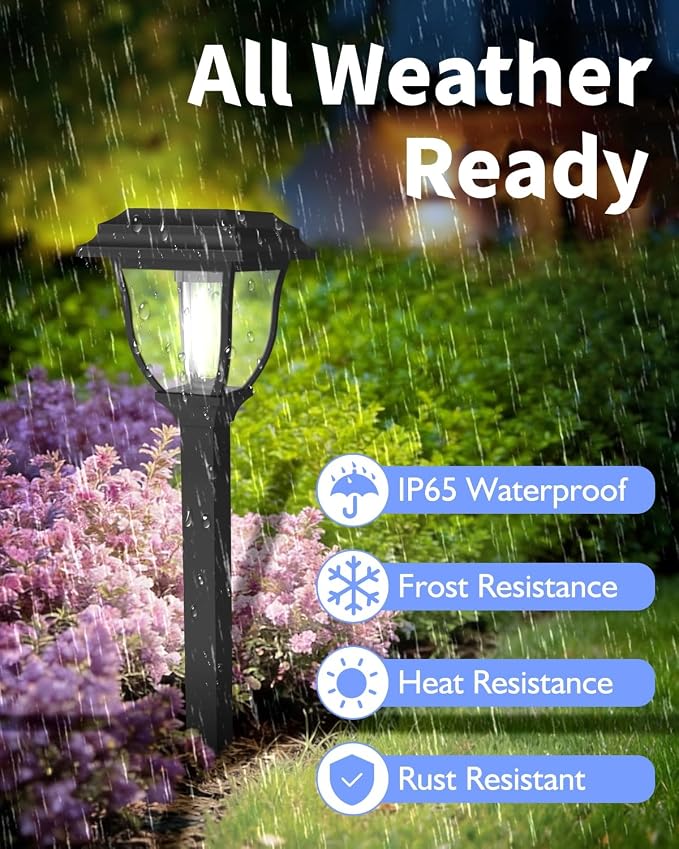 Solar Pathway Lights 12 Pack Mini Outdoor 3000K Bright Auto On/Off Solar Garden Lights Long Lasting Solar Powered Landscape Light for Path Yard Walkway Lawn Driveway Decor Lighting - Cool White