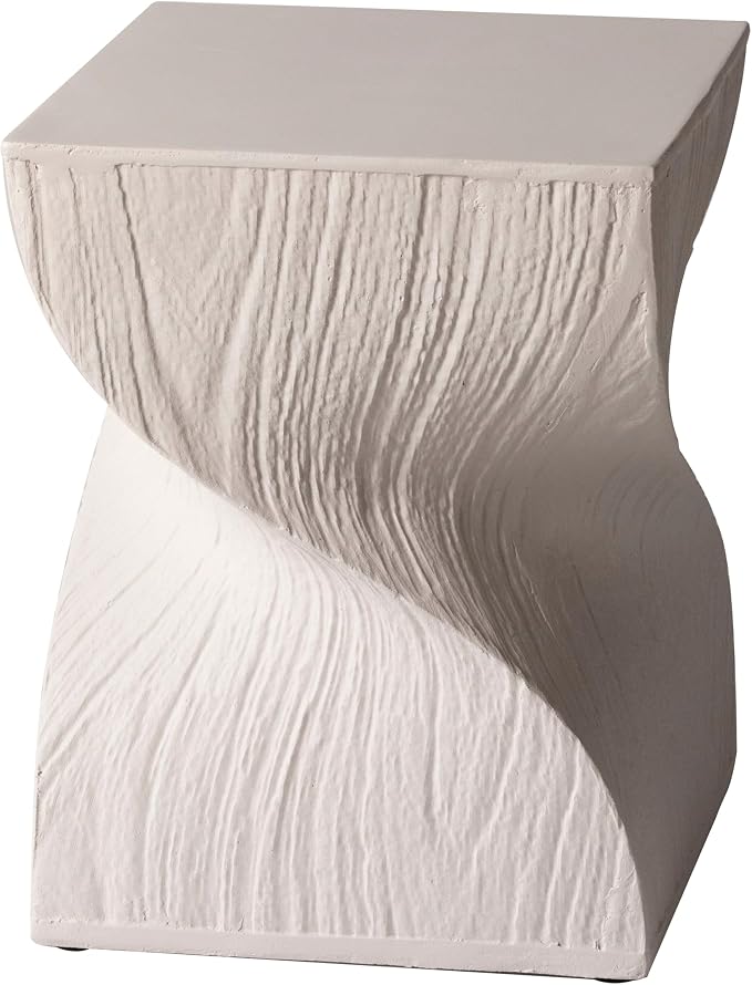 LeisureMod Square Side Table, Accent End Table for Home, Outdoor Patio, Living Room Sofa, Night Stand, Weather-Resistant, Onyx Series in Cream
