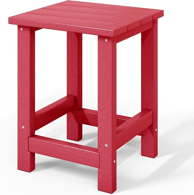 WestinTrends Malibu Kids Outdoor Patio Furniture HDPE Adirondack Square Side Table, Red