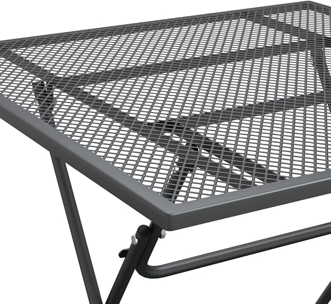 5 Piece Patio Dining Set Expanded Metal Mesh Anthracite Outdoor Table and 4 Chairs Foldable Adjustable Backrest E-Coating Weatherproof for Garden Poolside Deck