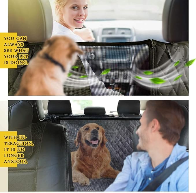 Dog Car Seat Cover for Subaru Legacy BN/BS 6. Gen 2015 2016 2017 2018 2019 2020, Foldable Back Seat Extender, Hair-Resistant, Anti-Scratch, Travel Hammock Bed with Mesh Window Storage Accessories