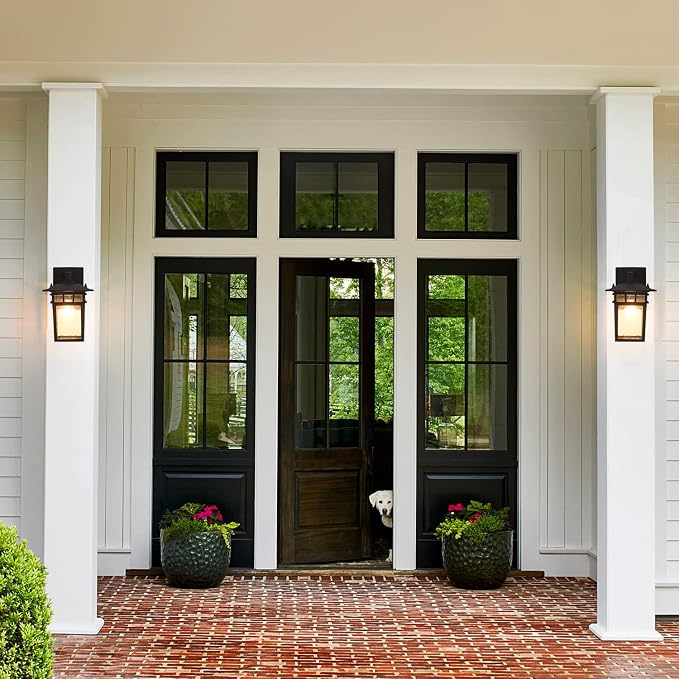 Outdoor Wall Lantern 2 Pack Exterior Light Fixtures Wall Mount Black