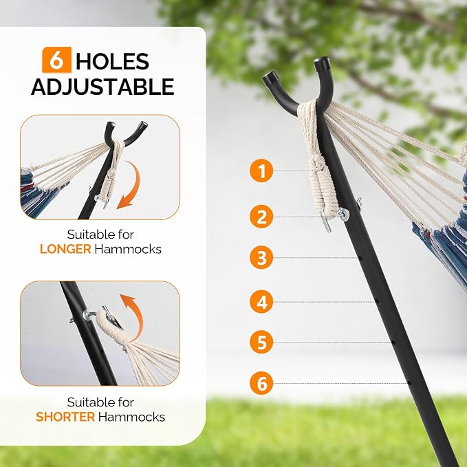 ONCLOUD Portable Hammock with Stand for outsides, 9ft Space Saving Steel Stand Includes Portable Carrying Case (Purple Blue)