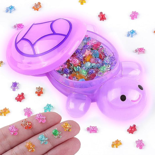 200 Pcs Mini Resin Turtle with 1 Pc Jumbo Resin Purple Turtles, Luminous Miniature Tiny Turtles to Hide Glow in The Dark for Fairy Garden Dollhouse Micro Landscaping