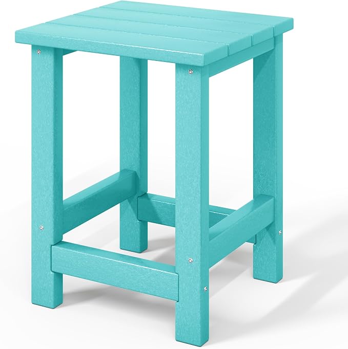 WestinTrends Malibu Kids Outdoor Patio Furniture HDPE Adirondack Square Side Table, Turquoise