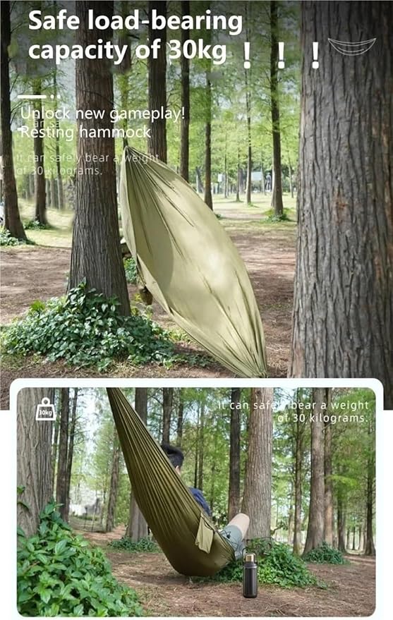Camping Hammock， Portable Camping Travel Gear Hammock 30kg Load Capacity(Green)