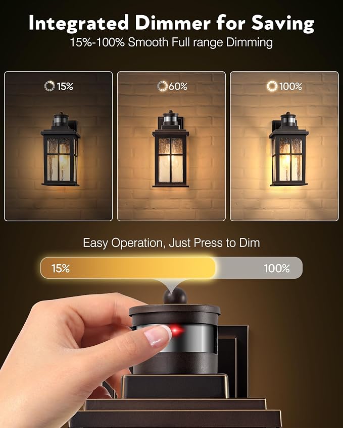 VIANIS Motion Sensor Exterior Lighting Fixtures for House, Oil Rubbed Bronze with Gold Trim Dusk to Dawn Outdoor Porch Light, Waterproof Outdoor Garage Lights Wall Mount, Outside Wall Sconce for Coach