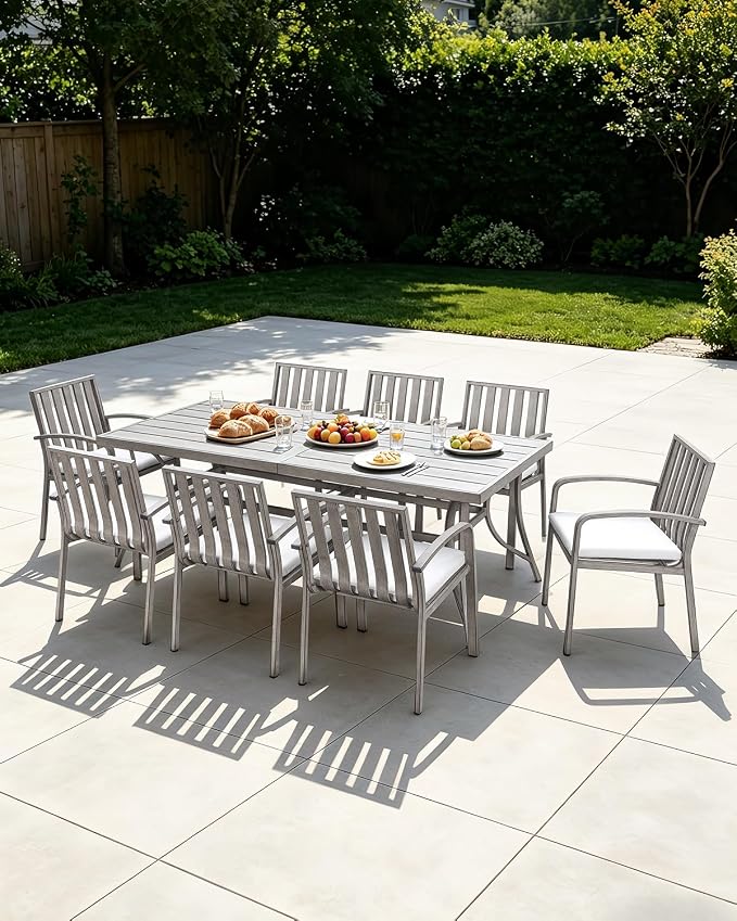 Never-Rust Patio Dining Chairs Set of 4, Aluminum Outdoor Dining Chairs with Polyester Seat Cushions, Deep Seating Outdoor Chairs for Table, Sturdy Patio Furniture Set for Deck, Garden, Pool