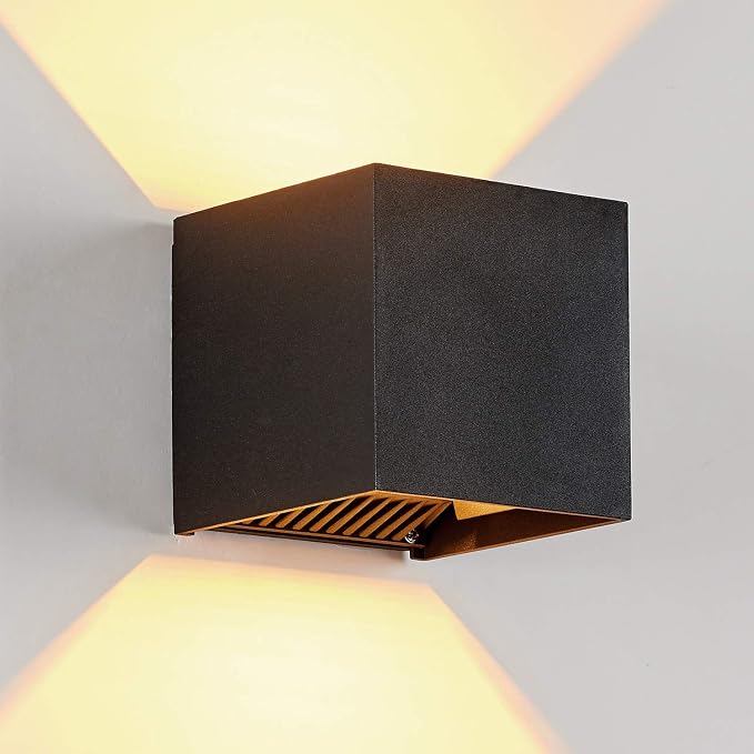 LED Aluminum Cube Square Wall Sconce Waterproof Outdoor Light Exterior Wall Lights fixtuers 20W 100-277V 2800K-3000K Not dimmable Warm Light 2LEDS Black-20W Outdoor Larger Version